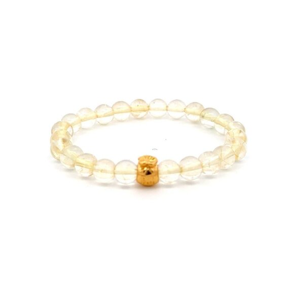 18K Gold Money Bag Lucky Charm Bracelet Gemstones Citrine 6mm